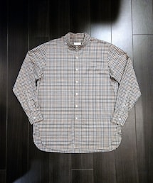 :colon  | :colon コットンウールハイスタンドカラーシャツ Beige × Grey チェック(シャツ/ブラウス)