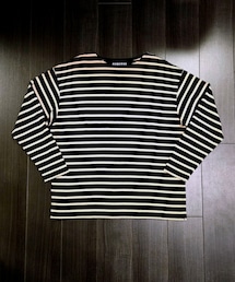 AUBERGE | AUBERGE COCO ブラック×ベージュ ブルトンシャツ USED (Tシャツ/カットソー)