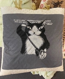 お手製のダヤンのクッション🐈⬛ | 奥さんだかお母さんだかのリメイクらしいクッションカバー🐈⬛(クッション/クッションカバー)