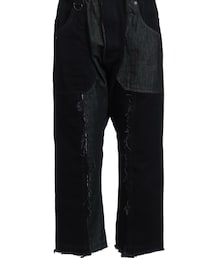 s'yte | 11oz DENIM PATCHWORK SAROUEL PANTS WITH CUT-OFF HEM(デニムパンツ)