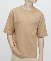 UNIQLO | エアリズムコットンオーバーサイズクルーネックT（ボーダー・5分袖）(Tシャツ/カットソー)