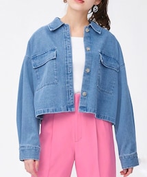 GU | デニムクロップドシャツジャケット(デニムジャケット)