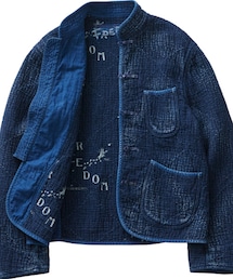 PORTER CLASSIC | PC SASHIKO ORIGINAL CHINESE JACKET-WATCH CHAIN ITEM NEW BLUE(ノーカラージャケット)
