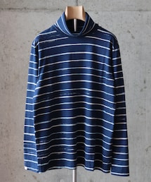 PORTER CLASSIC | ARTIST BORDER TURTLENECK  BLUE / XL(トップス)