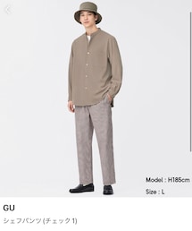 GU | シェフパンツ　チェック　ブラウン　L(パンツ)