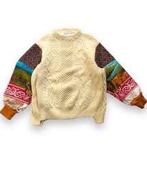 masterkey | masterkey×GO!DON  希少なVintageのフィシャーマンセーターをベースにし Vintageから新しい物まで様々な素材を解体しパッチワークしたスペシャルな袖をドッキングした セーターです。(ニット/セーター)