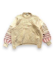 masterkey | 希少なVintageのフィシャーマンセーターをベースにし Vintageから新しい物まで様々な素材を解体しパッチワークしたスペシャルな袖をドッキングした セーターです。(ニット/セーター)