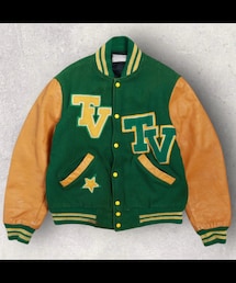 60s LOGAN wool × leather stadium jacket | スタジャン