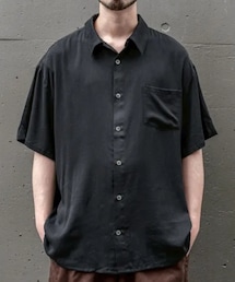 Black Gabardine Rayon S/S Shirts / TEENAGER Exclusive | シャツ/ブラウス