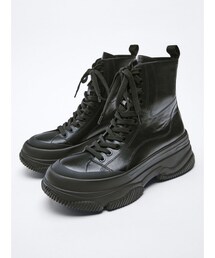 ZARA | トラックソール仕様アンクルブーツ(24.0)(ブーツ)