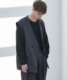EMMA CLOTHES | TRストレッチスーツ地 ルーズ ダブルジレベスト EMMA CLOTHES 2022SS(ベスト)