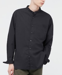 UNIQLO | エクストラファインコットンブロード スタンドカラーシャツ1,990円ダークグレーS(シャツ/ブラウス)