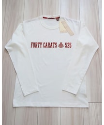 40ｃｔ＆525 | 長Tシャツ　ロゴ刺繍　ホワイト(Tシャツ/カットソー)