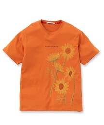 40ｃｔ＆525 | ひまわり刺しゅう 半袖Tシャツ(Tシャツ/カットソー)