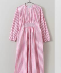 Mala KALANCHOE | POPLIN STRIPE SMOCKING DRESS(シャツワンピース)