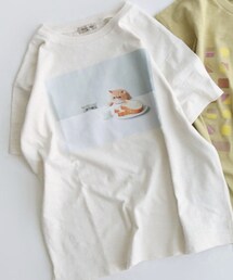 Samansa Mos2 | フォトプリント半袖Tシャツ ねこねこ食パン コラボ(Tシャツ/カットソー)