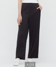 UNIQLO | サテンリラックスストレートパンツ/ S / 09 BLACK(スラックス)