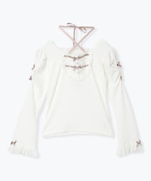 NOÉMIE | フレアスリーブバックレースアップカットソー  (Tシャツ/カットソー)