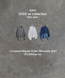 🎗️ AD̷RER 1.28 release🎗️ | Cropped Regular Collar Silhouette Shirt ￥5,500(tax-in) black stripe / white stripe / blue denim gradation(シャツ/ブラウス)