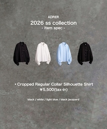 🎗️ AD̷RER 2.19 release🎗️ | ▪︎ Cropped Regular Collar Silhouette Shirt ￥5,500(tax-in) black / white / light blue / black jacquard(シャツ/ブラウス)