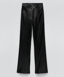 ZARA | フェイクレザーフレアパンツ(その他パンツ)