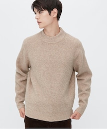 UNIQLO | UNIQLO スフレヤーンモックネックセーター 32 ベージュ XLサイズ(ニット/セーター)