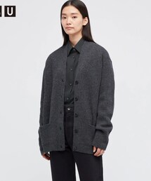 UNIQLO U | UNIQLO U プレミアムラムリブカーディガン（長袖）ダークグレー Lサイズ(カーディガン/ボレロ)