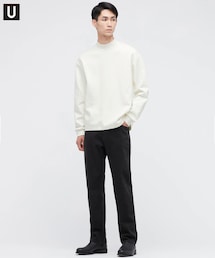 UNIQLO U | UNIQLO U モックネックプルオーバー ホワイト Lサイズ(Tシャツ/カットソー)