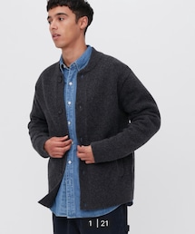 UNIQLO | UNIQLO スフレヤーンカーディガン 08 ダークグレー XLサイズ(カーディガン/ボレロ)