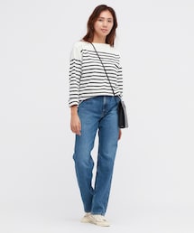 UNIQLO | UNIQLO ボーダーオーバーサイズT OFF WHITE XLサイズ(Tシャツ/カットソー)