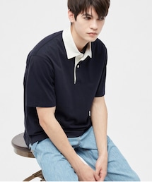 UNIQLO | UNIQLO ラガーポロシャツ（半袖） 69 NAVY XLサイズ(ポロシャツ)