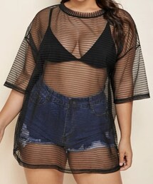 SHEIN | SHEIN シアーストライプトップス(トップス)