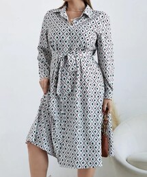 SHEIN | SHEIN 幾何学模様プリントドレス(シャツワンピース)