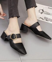 GRL | スクエアトゥバックルレザーミュールサンダル(サンダル)