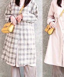 しまむら | チェック柄ノーカラーコート(ノーカラーコート)