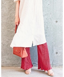 しまむら | カットプリーツフレアパンツ95　　中橙色(パンツ)