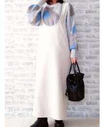 しまむら | モクニットUネックJSK125 　Linoluce×MEGUMI(ジャンパースカート)