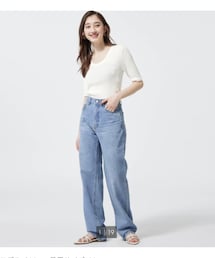 GU | ハイウエストストレートジーンズ(デニムパンツ)