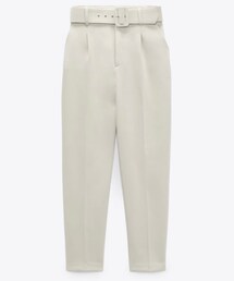 ZARA | 布張りベルト付きパンツ(スラックス)