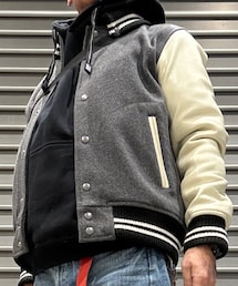 BEAMS | スタジャン 袖はラムレザー製(スタジャン)