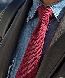 no brand | ニットタイ バーガンディ(ネクタイ)