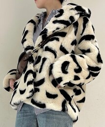 NOMBRE IMPAIR | ジャッキー　ペイントブラッシュファーコート(ジャケット/アウター)