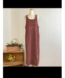 hummingvtg | pink brown corduroy salopette dress(サロペット/オーバーオール)