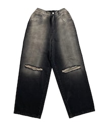 GLAMOUR | POINT COLOR DAMAGE WIDE DENIM PANTS(デニムパンツ)