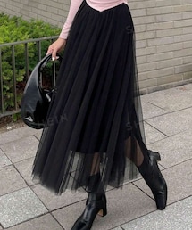 SHIEN | Dazy 無地柄メッシュオーバーレイスカート XS(スカート)