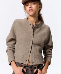 GU | パフィータッチクルーネックショートカーディガン(トップス)