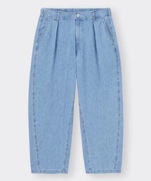 GU | ライトデニムカーブタックアンクルパンツ　Sサイズ(デニムパンツ)