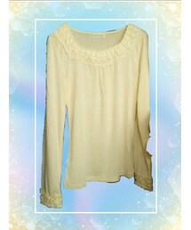 axes femme 福袋 | 襟のレース&ビジュー✨袖口のヒラヒラ～✨　　　かゎいい～💖💕生成りなので合わせやすいのも👍️❤️(シャツ/ブラウス)