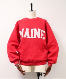 VINTAGE | 80's SUPER WEIGHTS BY RUSSELL PRINT CREW NECK SWEAT "MAINE"(スウェット)