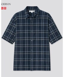 UNIQLO | シアサッカーオーバーサイズチェックシャツ（半袖）(シャツ/ブラウス)